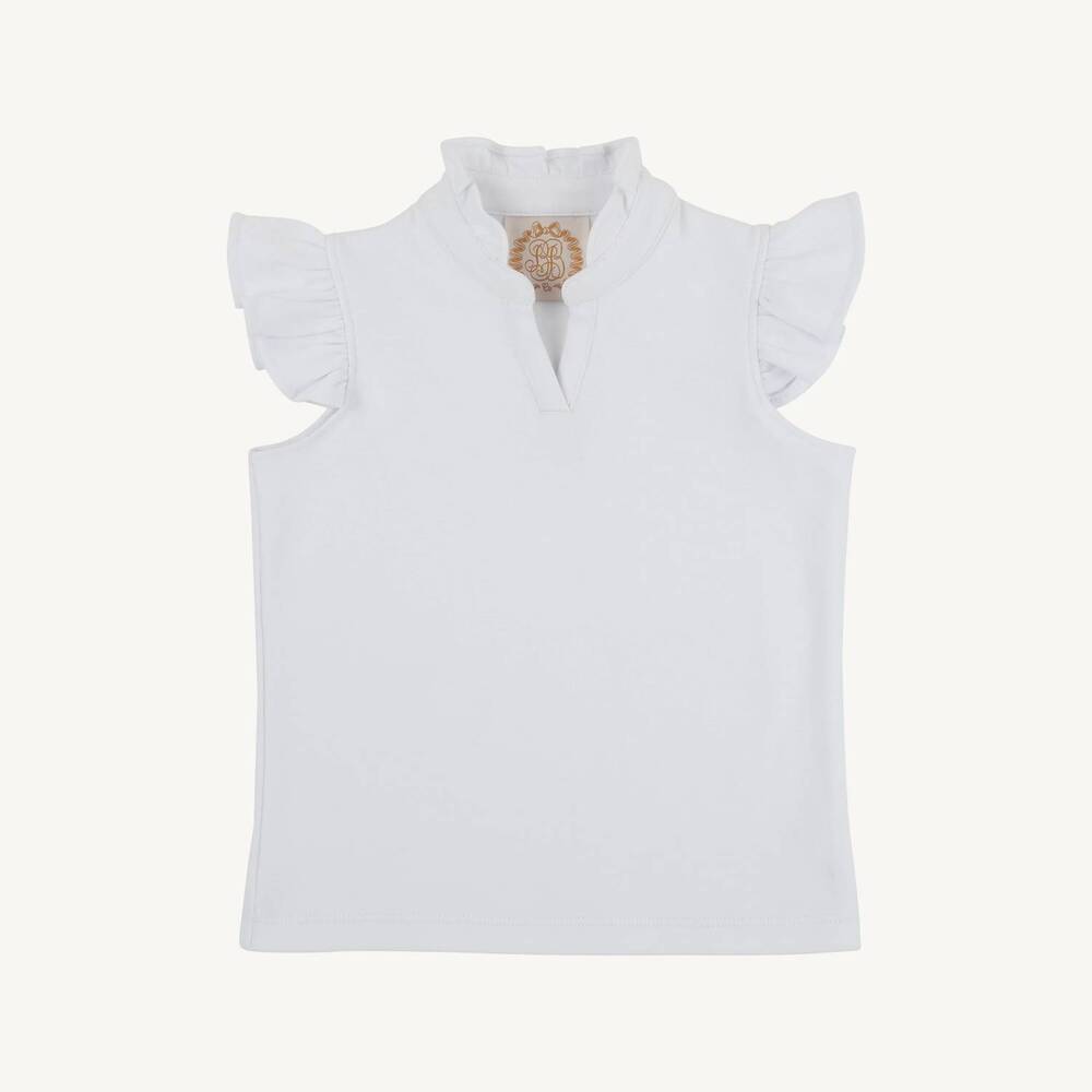 NEW THE BEAUFORT BONNET COMPANY girl's rosie ruffle top in white